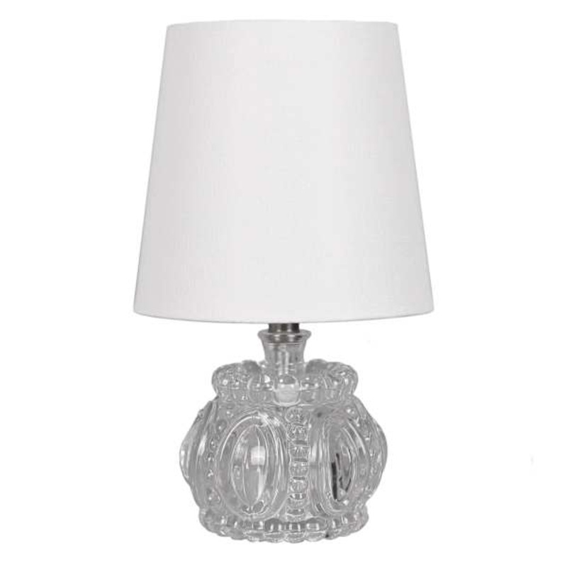 Providence Clear Glass Spindle Mini Table Lamp with Shade, 13″