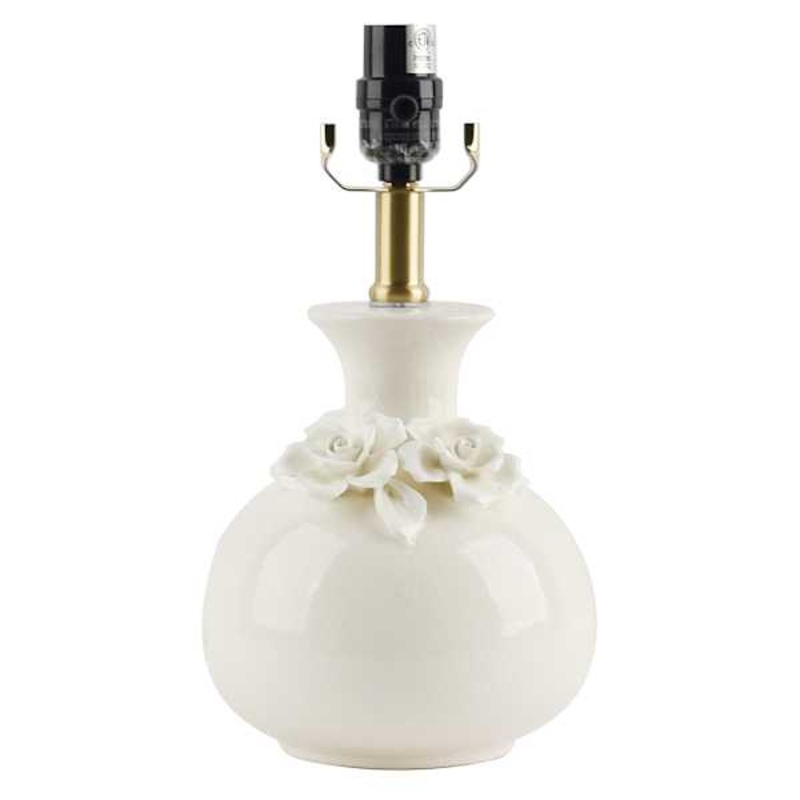 Providence White Floral Applique Small Lamp Base, 12.5″