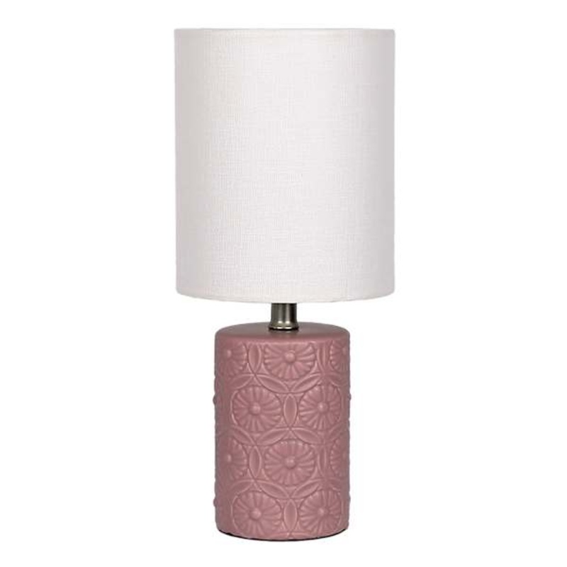 Purple Ceramic Flower Mini Table Lamp with Shade, 12″