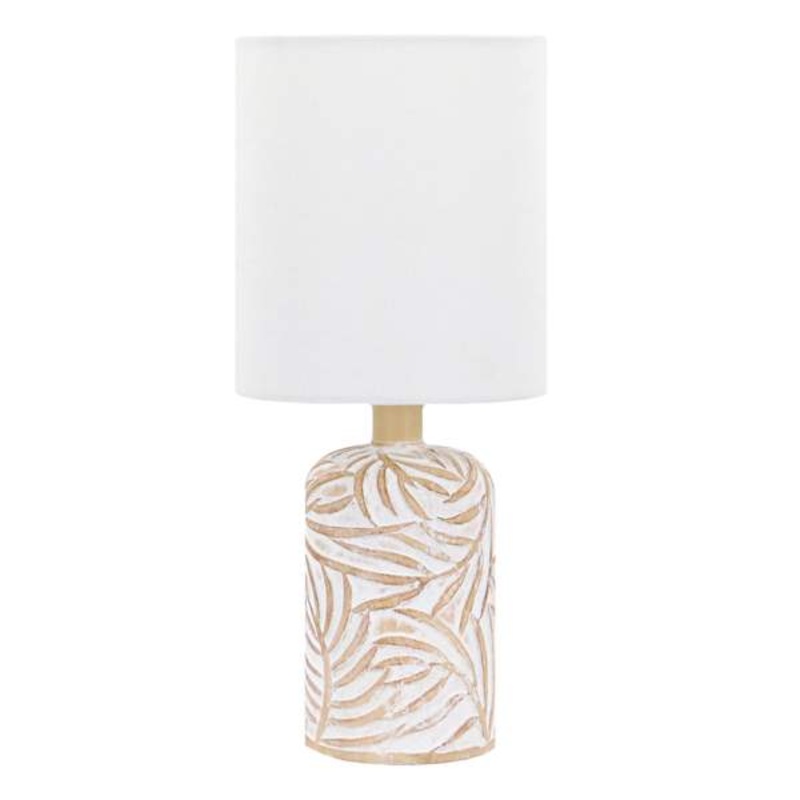 Tan with White PatternMini Table Lamp with Shade, 12.5″