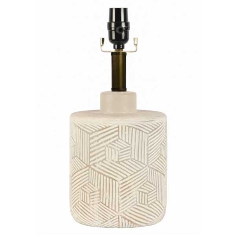 Tracey Boyd Brown & White Geo Patterned Small Lamp Base, 14″