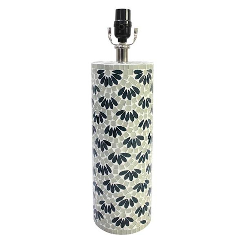 Tracey Boyd Green & Grey Mosaic Floral Design Lamp Base, 17″