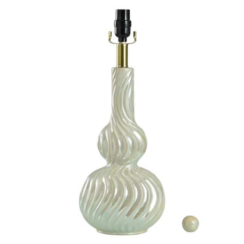 Tracey Boyd Pearlized Ceramic Double Gourd Table Lamp, 21″