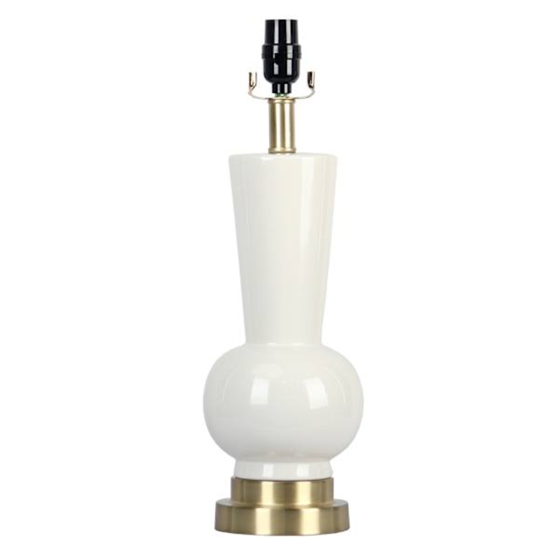 White Brass Ceramic Table Lamp, 19″