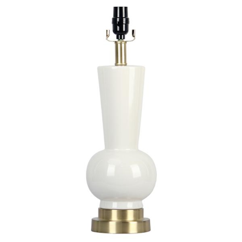 White Brass Ceramic Table Lamp Base, 19″