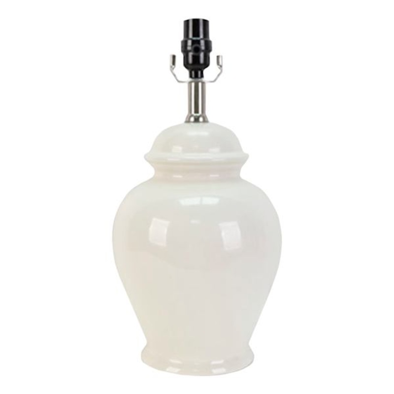 White Ceramic Ginger Jar Small Lamp Base, 16.5″