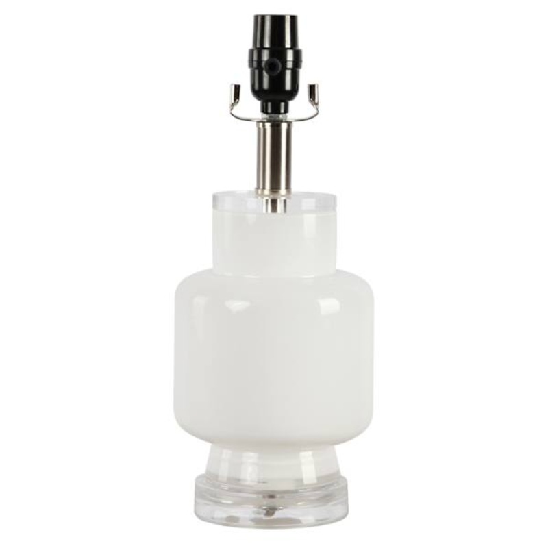 White Glass Modern Accent Lamp Base, 14″