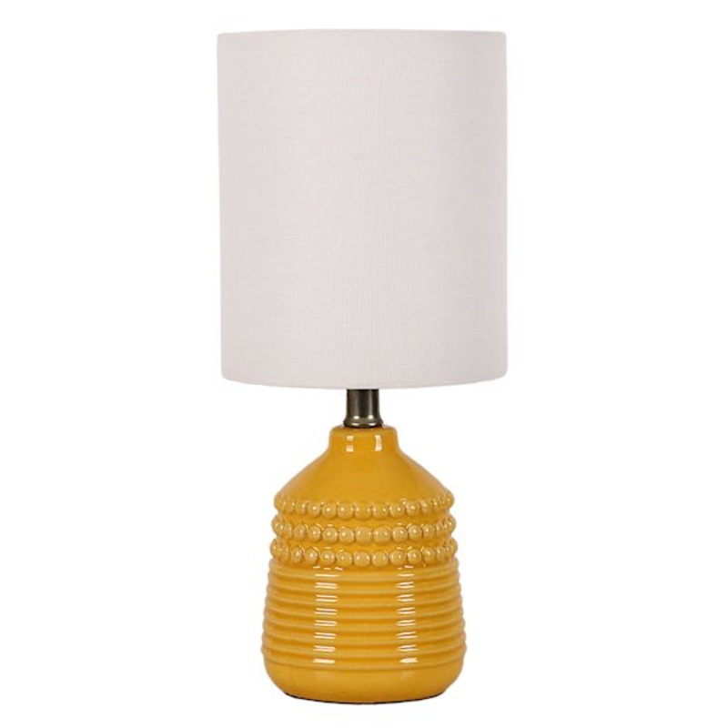 Yellow Dot Ceramic Mini Table Lamp with Shade, 12″