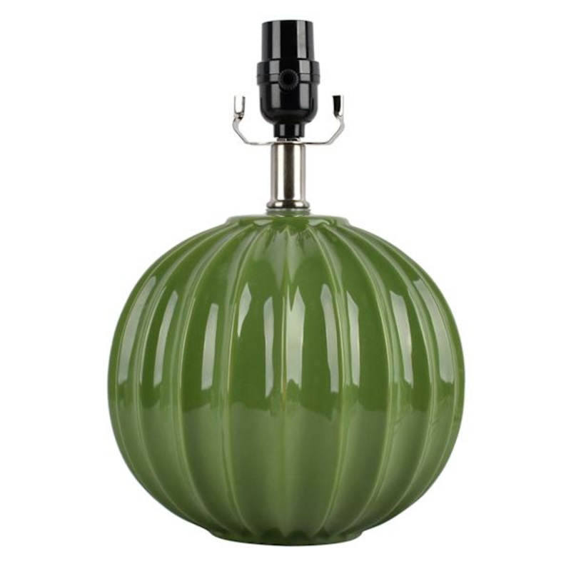 13in. Green Ribbed Ceramic Accent Lamp