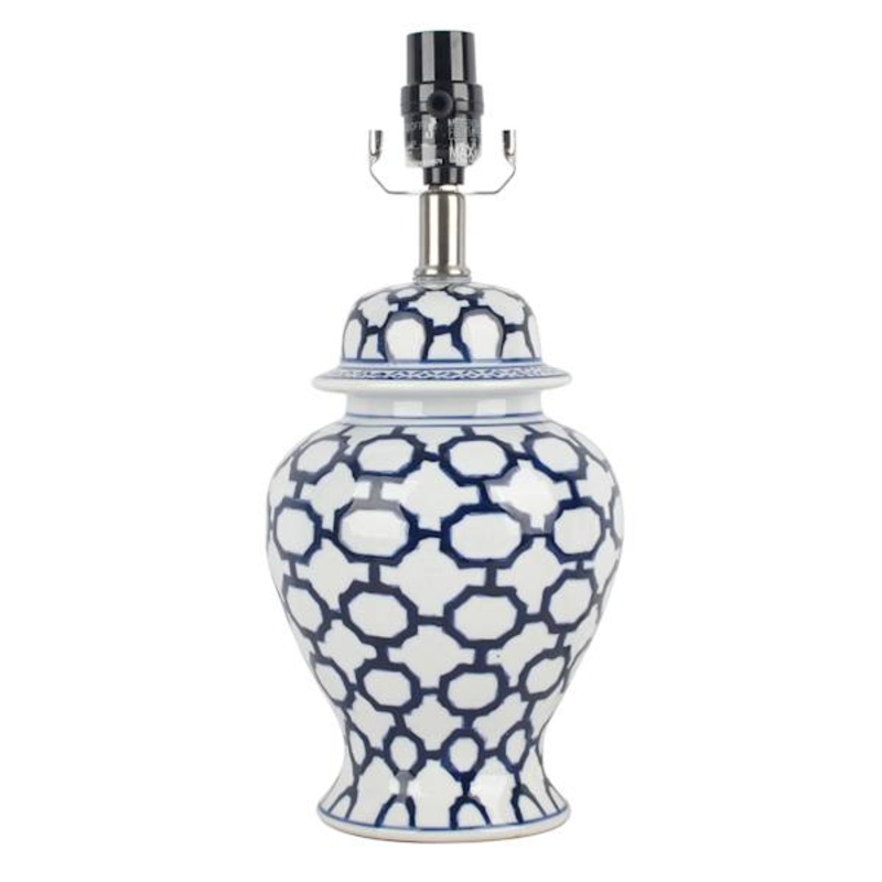15in. Blue/White Trellis Ceramic Accent Lamp