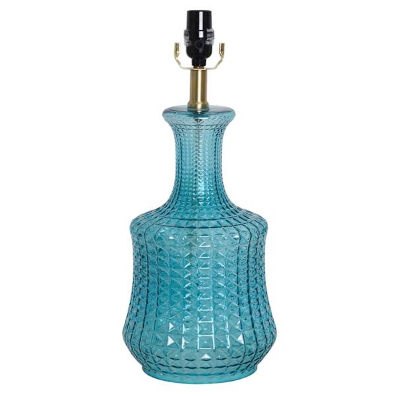 19in. Blue Textured Glass Table Lamp