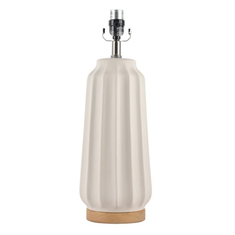 20In White Ribbed Ceramic Table Lamp