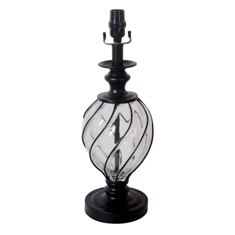 Black Glass Table Lamp Base, 19″