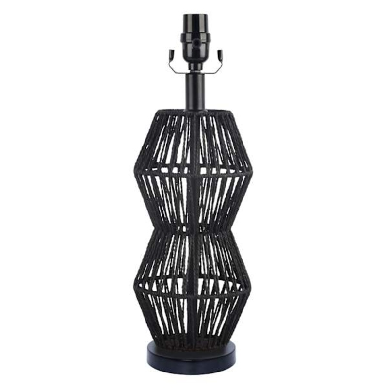 Black Rattan Accent Lamp Base, 18″