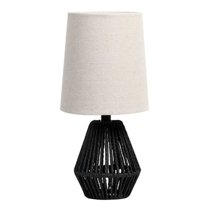 Black Rope Mini Lamp with Shade, 14″