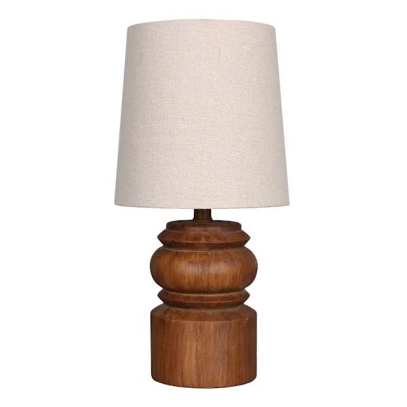 Black Spindle Mini Table Lamp with Shade, 13″