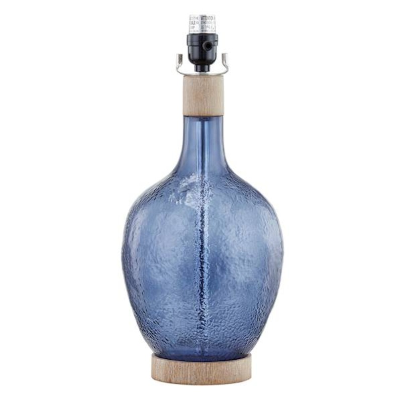 Blue Glass Textured Lamp, 18″