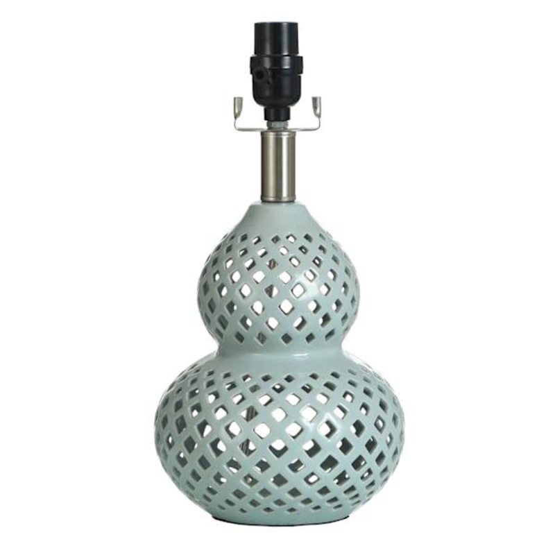 Blue Lattice Double Gourd Accent Lamp, 14″