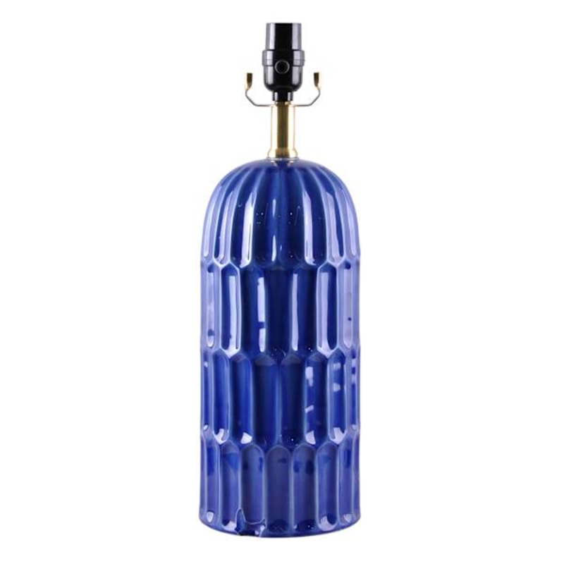 Blue Textured Column Lamp 18In