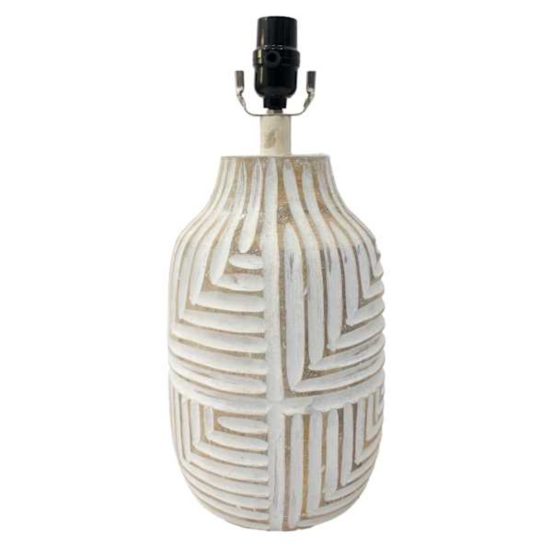 Carved Wood Small Lamp Base, 15.5″