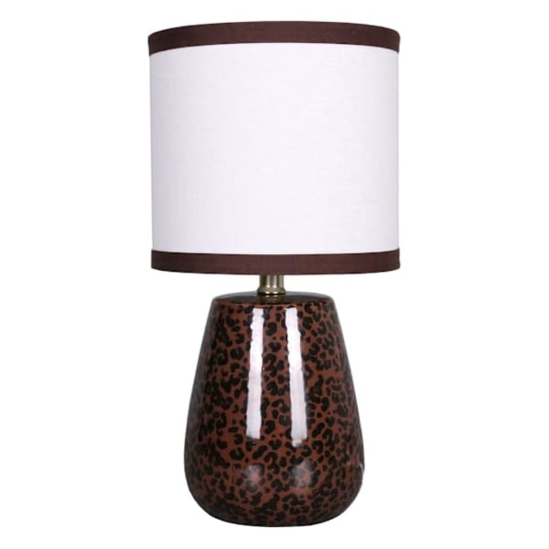 Cheetah Brown Mini Lamp with Trimmed Shade, 12.5″
