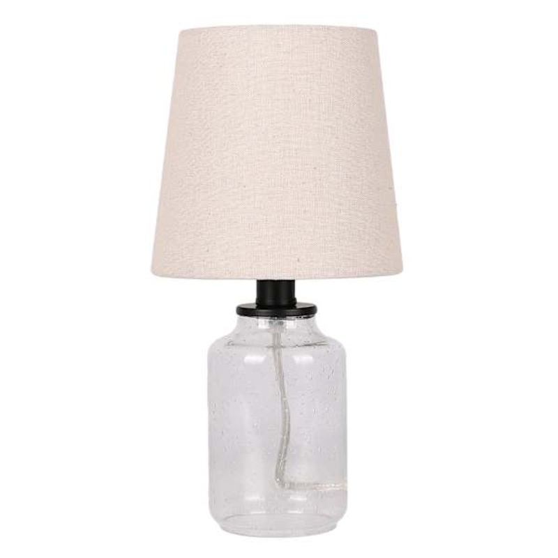 Clear Seeded Glass Mini Table Lamp with Shade, 12″