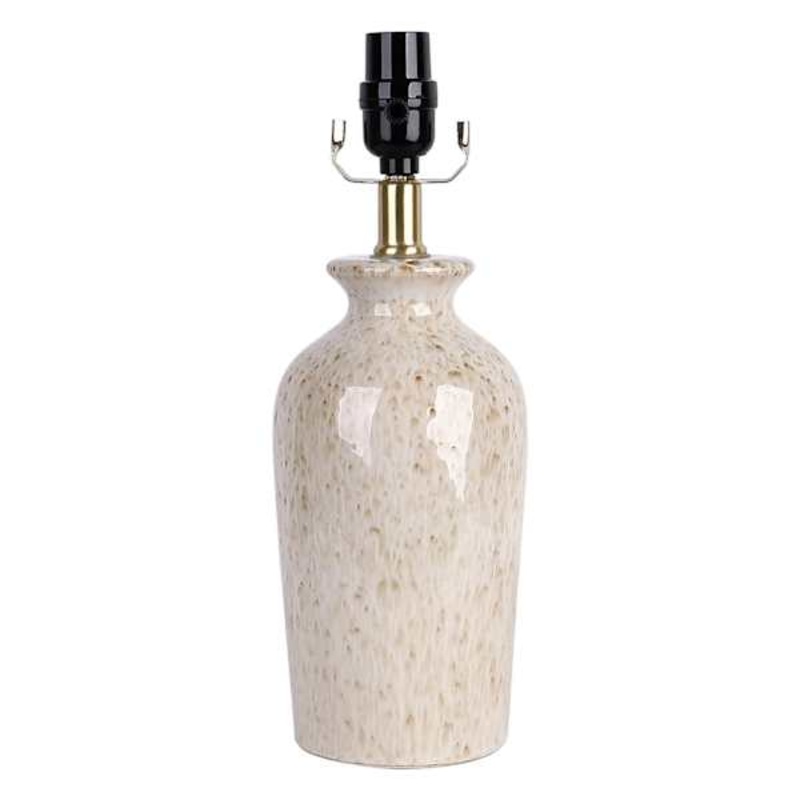 Cream Speckled Ceramic Small Lamp Base, 14″
