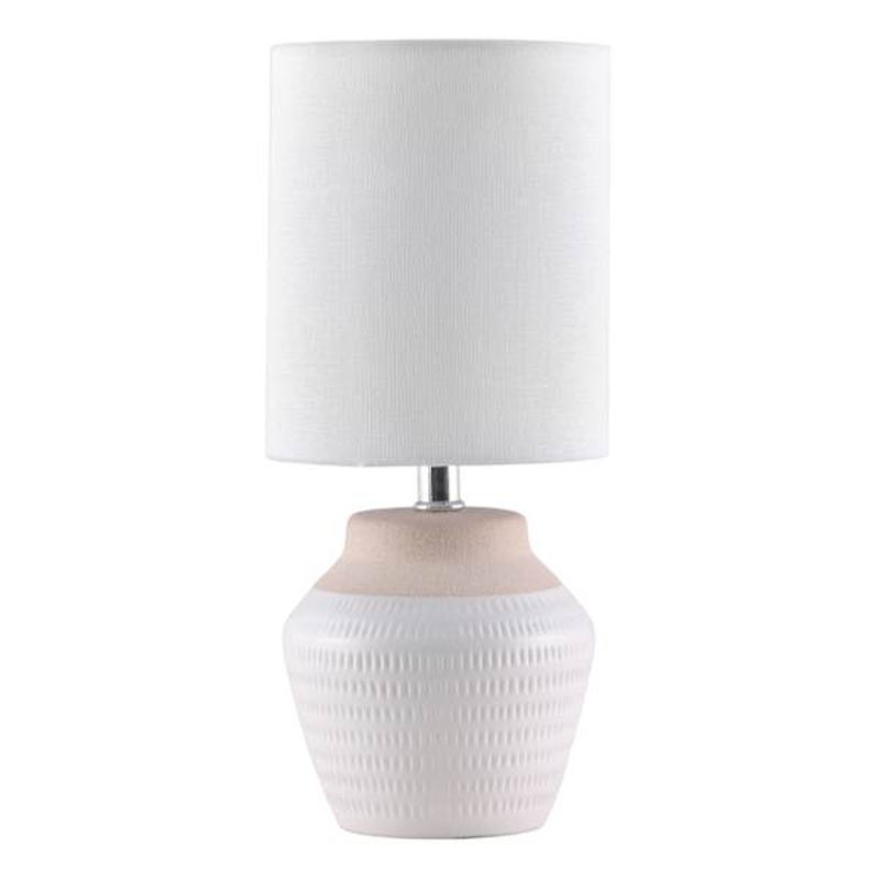 Cream & White Two-Tone Ceramic Mini Lamp, 12″