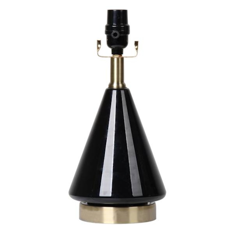 Crosby St. Black Smoke Glass Cone Small Lamp Base, 13.5″