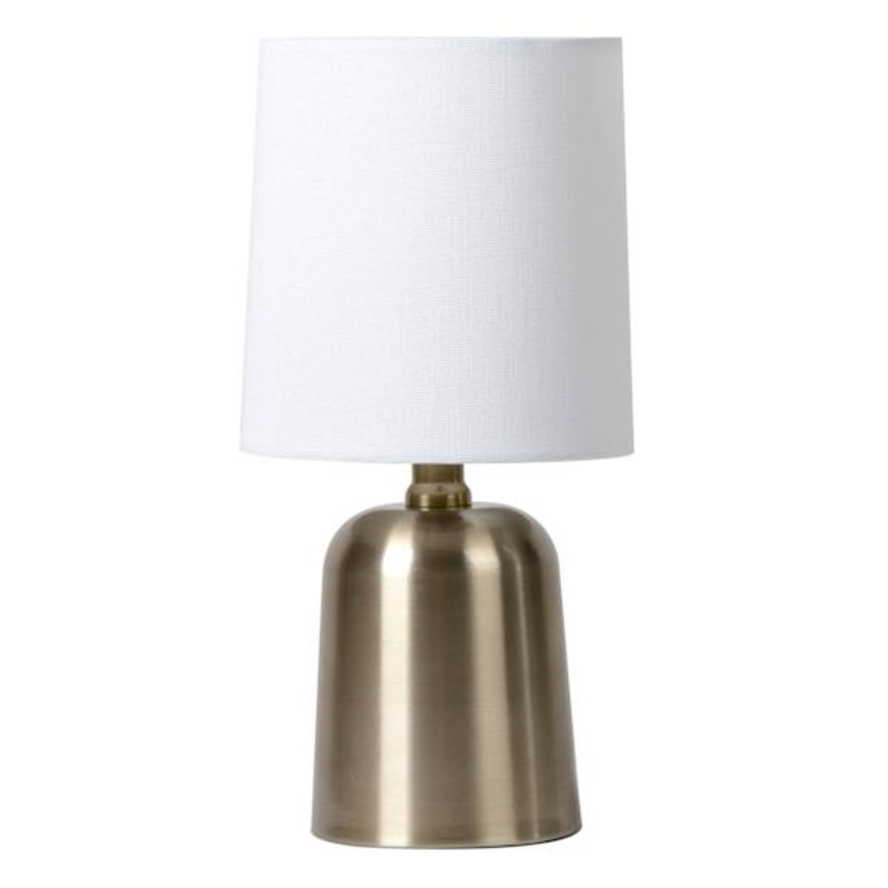 Crosby St. Brushed Brass Metal Mini Table Lamp with Shade, 12″