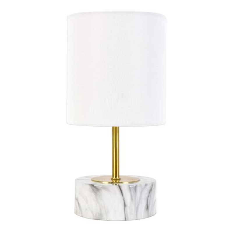 Crosby St. White Marble Mini Table Lamp with Shade, 12″