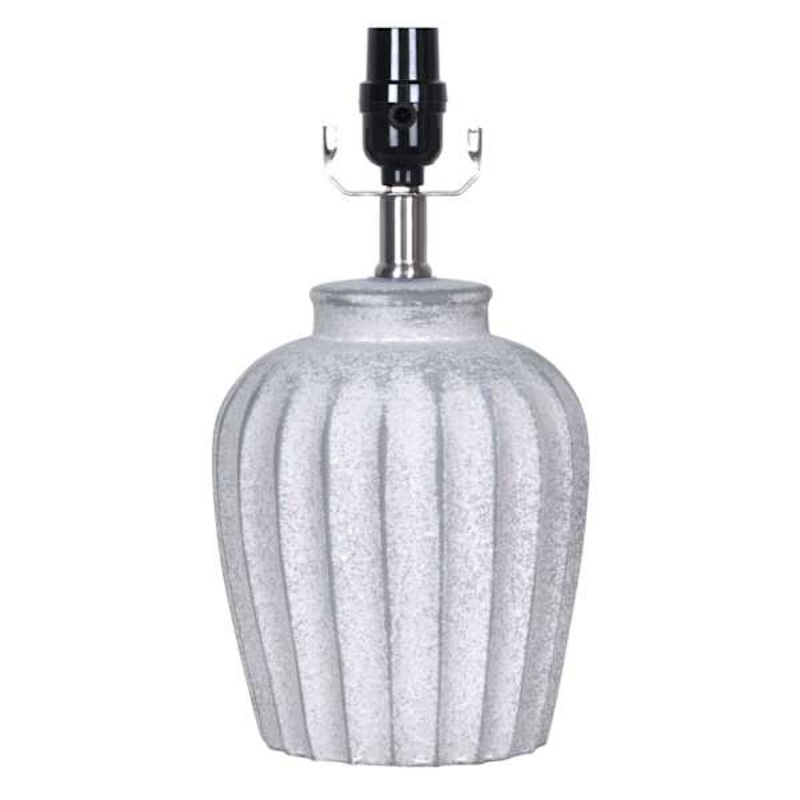 Found & Fable Grey Ceramic Ribbed Small Lamp Base, 12.5″