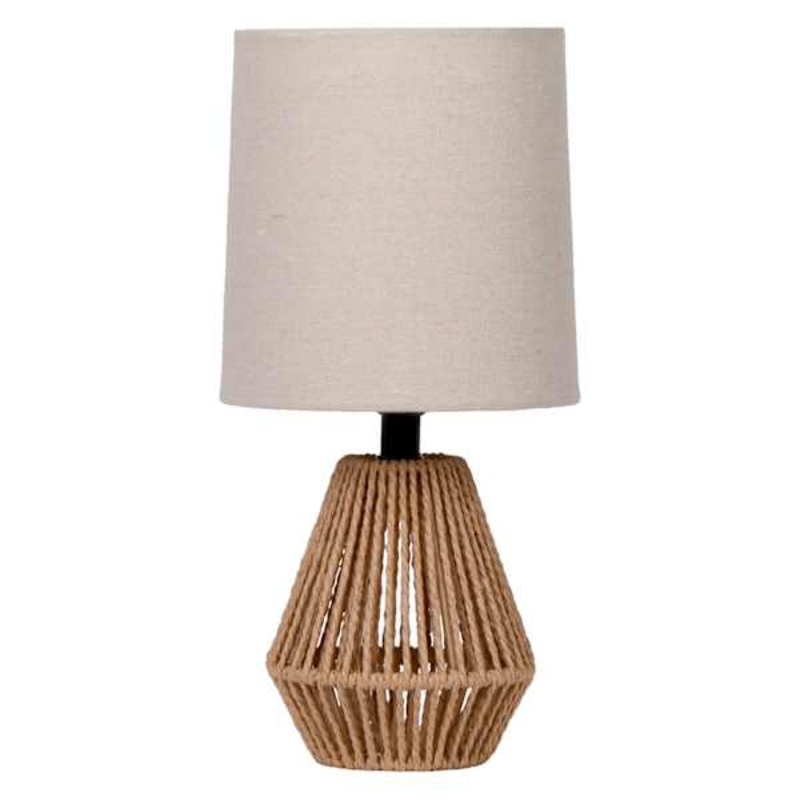 Found & Fable Natural Rope Braided Mini Table Lamp with Shade, 12″