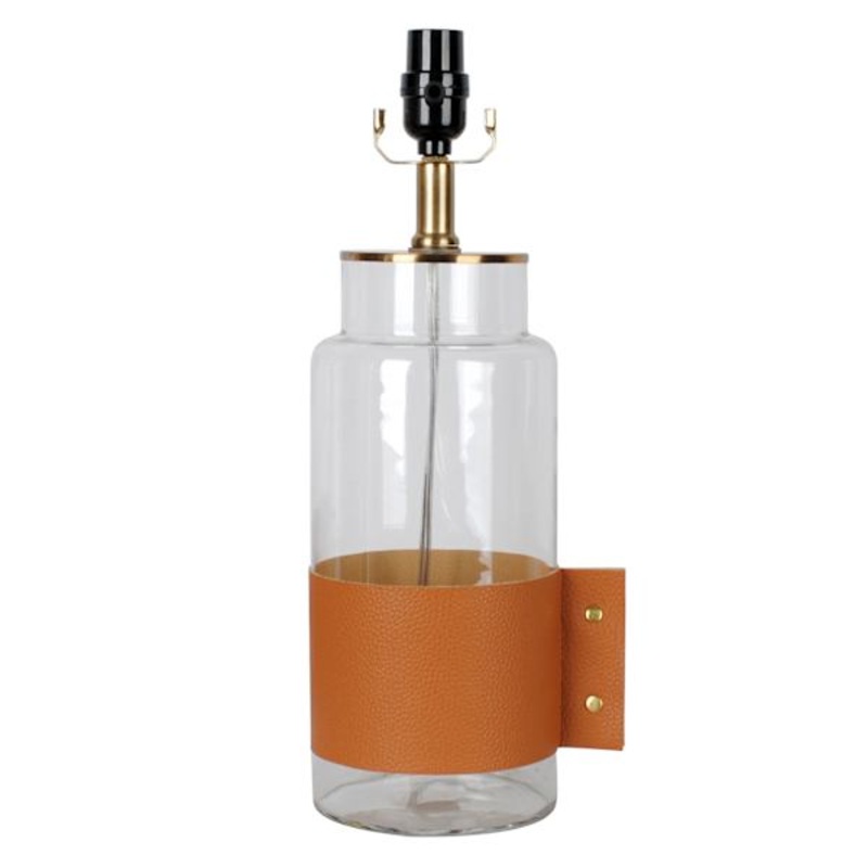Glass Leather Wrapped Accent Lamp, 17.5″
