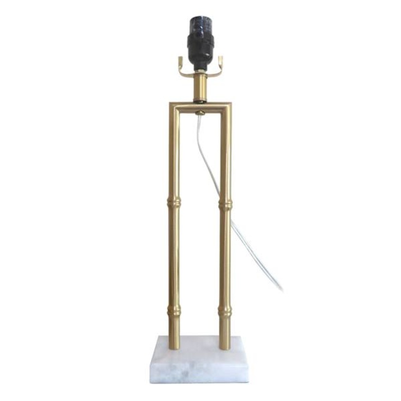 Gold Bamboo with Marbled Base Table Lamp, 19″
