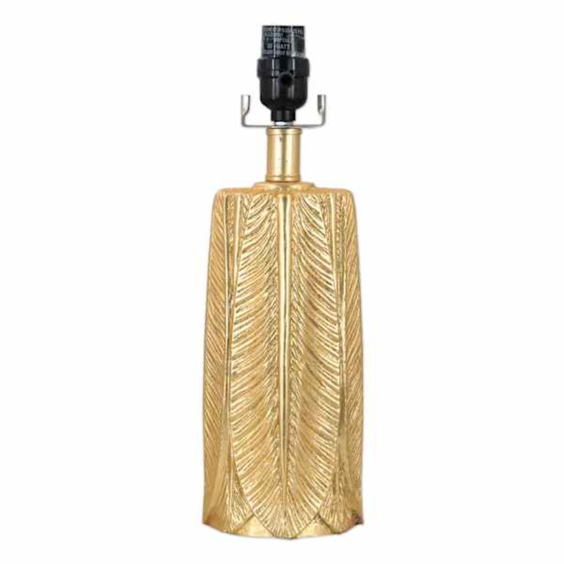 Gold Banana Leaf Small Lamp Base, 15″