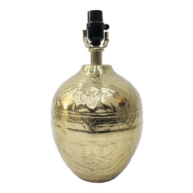 Gold Metal Embossed Small Lamp Base, 14″