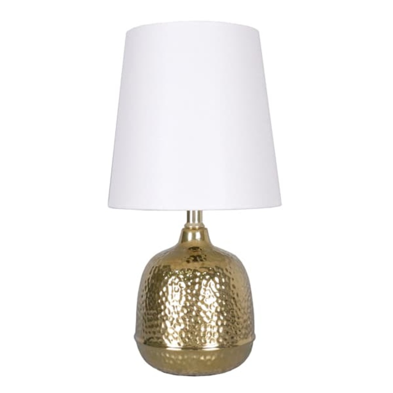 Gold Metal Hammered Mini Lamp with Shade, 12.5″