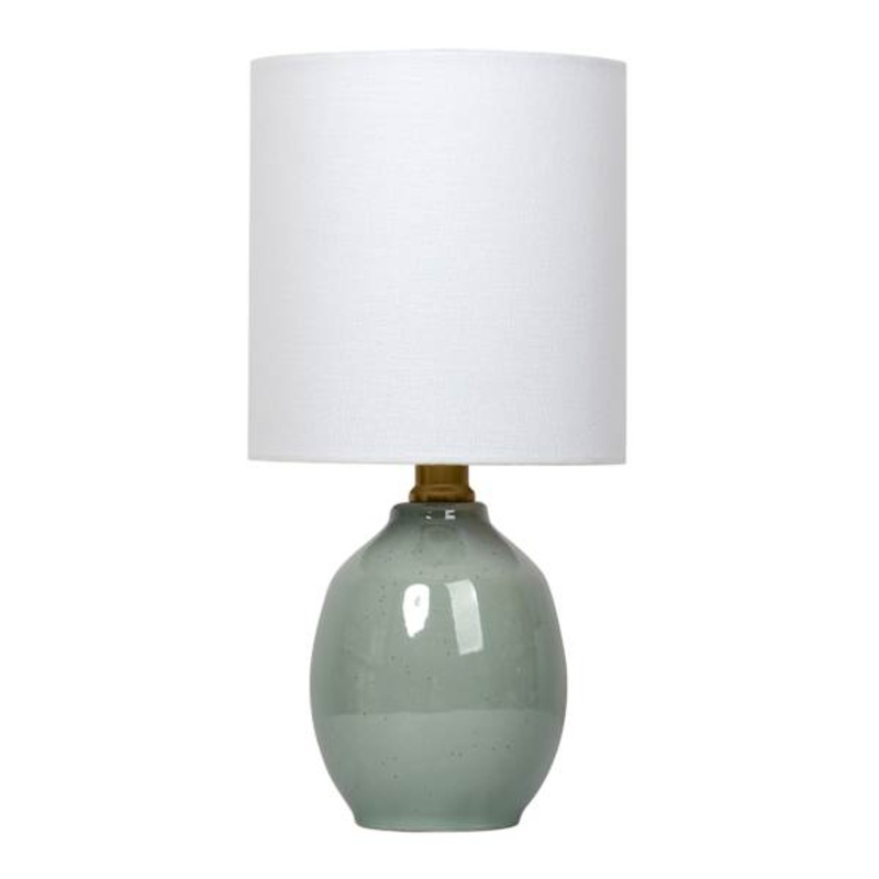 Green Ceramic Speckled Mini Table Lamp with Shade, 12″