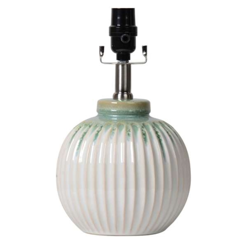 Green & White Reactive Glaze Small Lamp Base, 12″