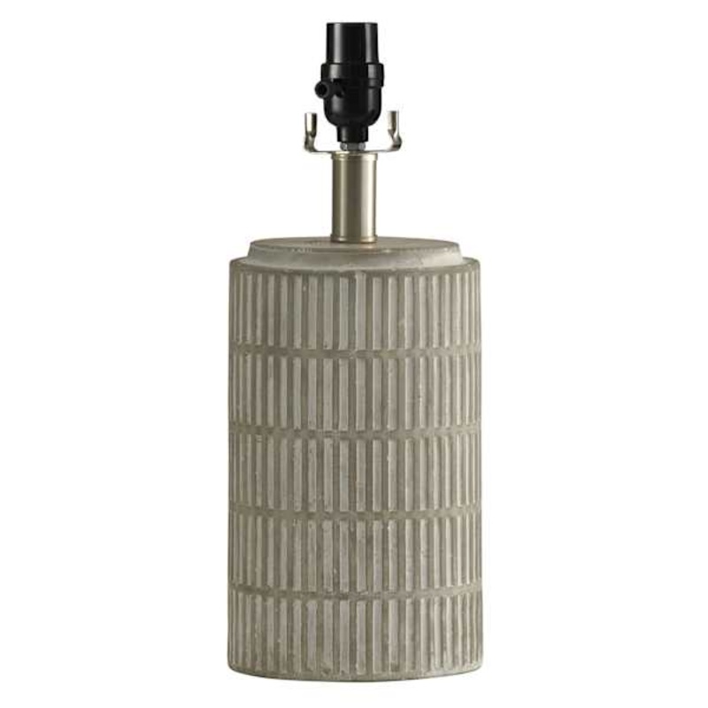 Grey Carved Pillar Small Lamp Base, 14.5″
