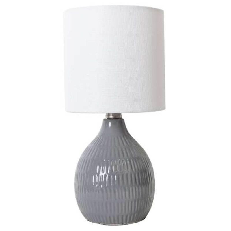 Grey Ceramic Mini Table Lamp with Shade, 12″