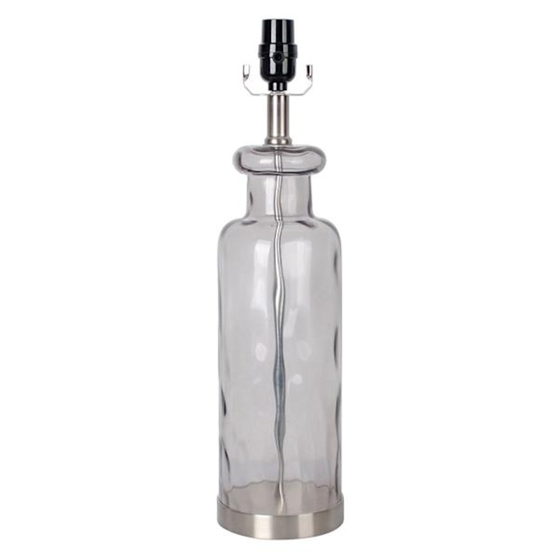 Grey Dimpled Glass Table Lamp Base, 20″