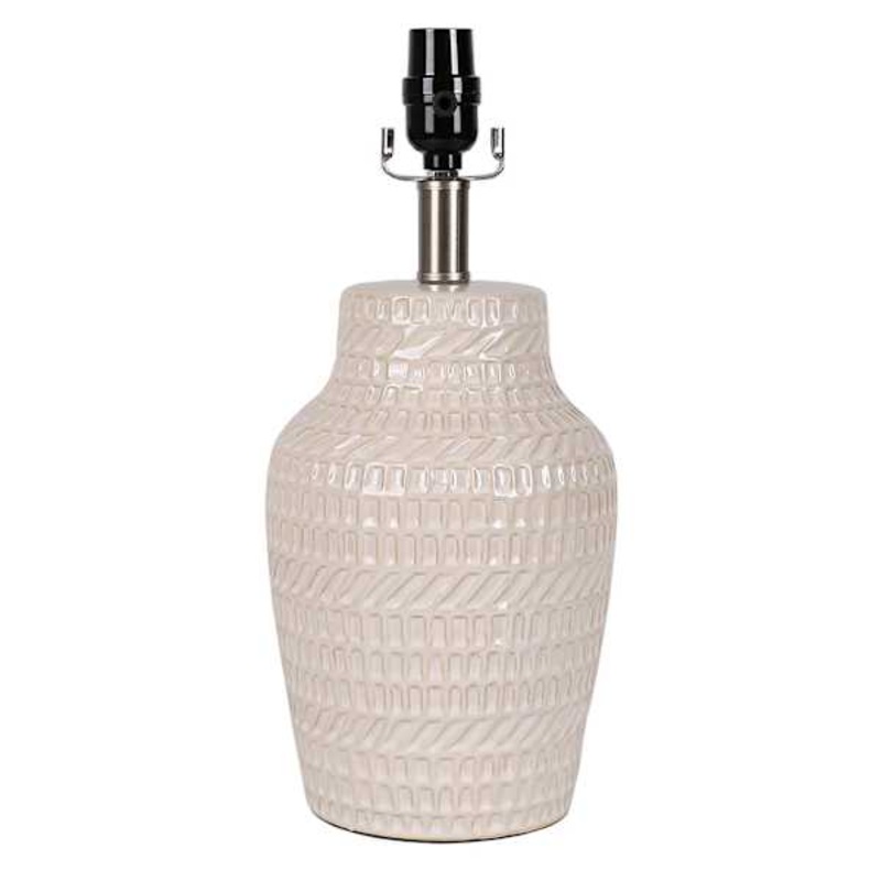 Neutral Ceramic Basket Weave Small Lamp Base, 15″