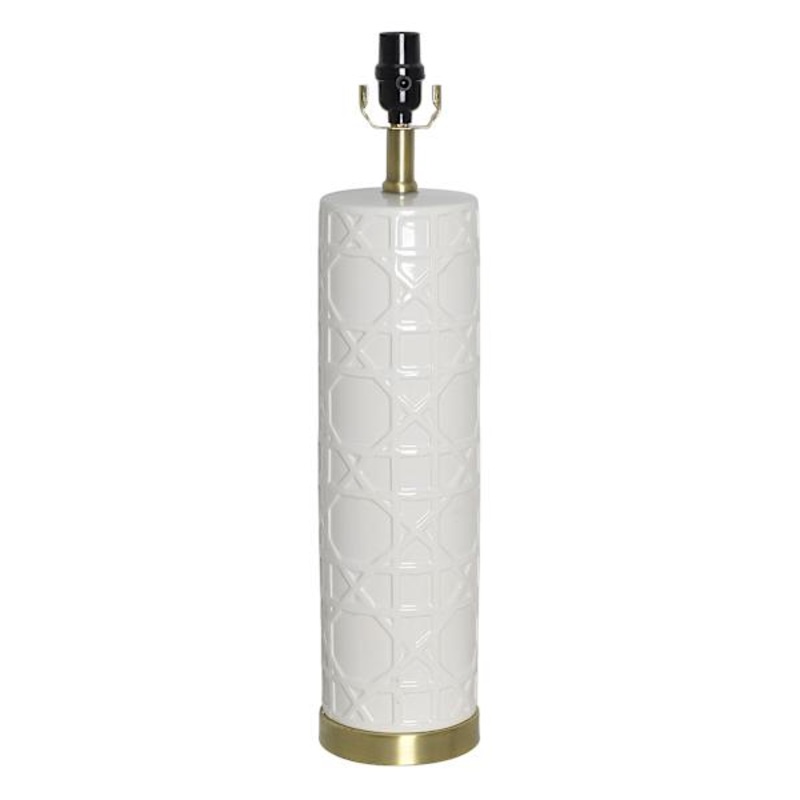 White Ceramic Cane Table Lamp Base, 23″