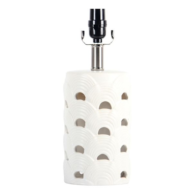 White Ceramic Cutout Accent Lamp Base, 14″