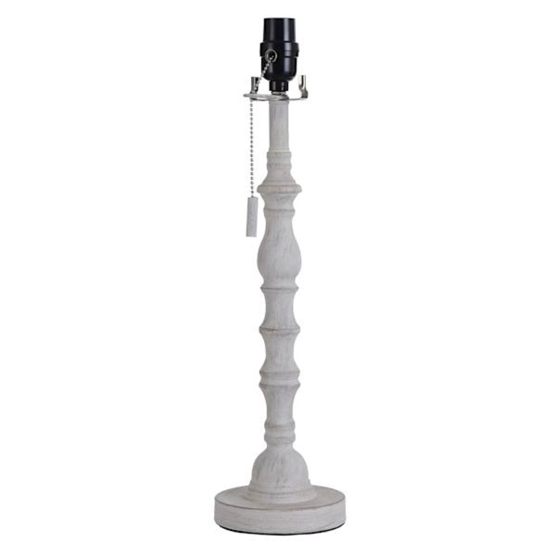 White Turned Leg Buffet Medium Table Lamp Base, 20″