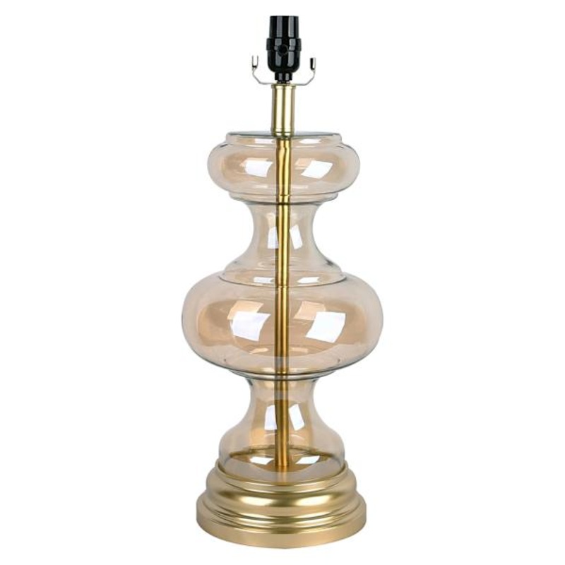 Amber Luster Glass Medium Table Lamp Base with Gold Accents, 22″