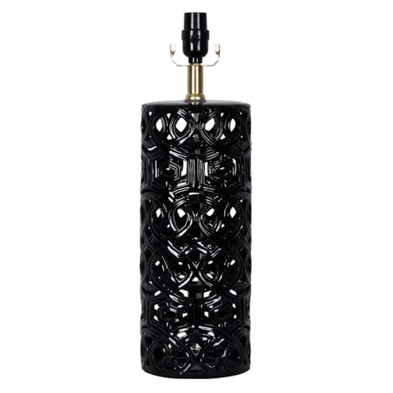 Black Ceramic Cutout Medium Table Lamp Base, 19″
