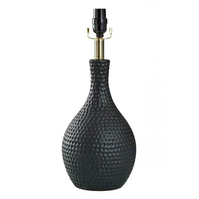 Black Dimpled Ceramic Medium Table Lamp Base, 18.5″